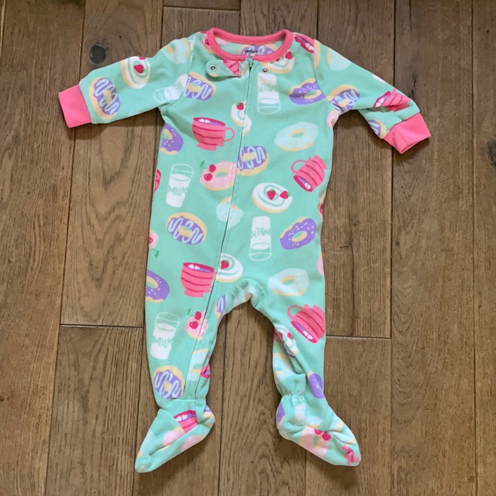 Carter's Mint Green Footie with Donut Print